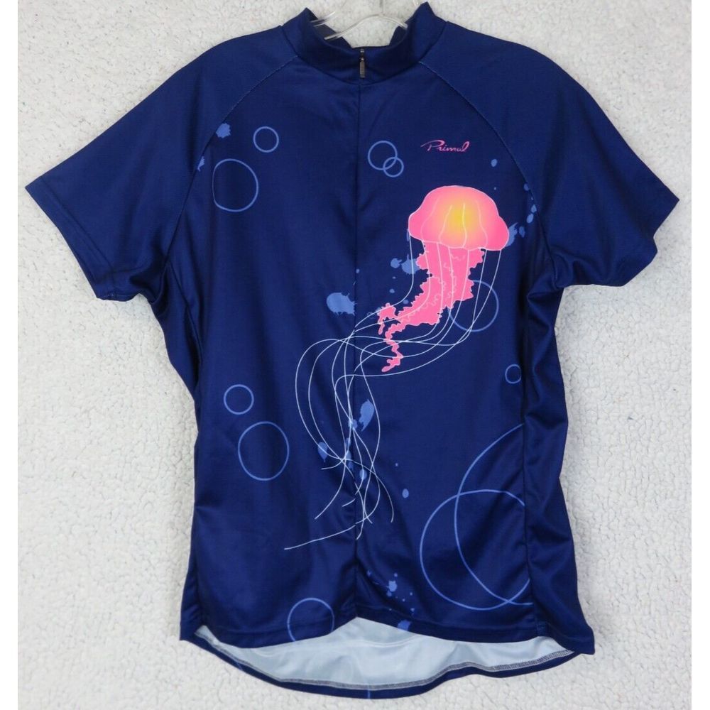 Womens Vintage Primal Wear Front Zip Cycling Jersey Size XL Jellyfish Ocean Blue